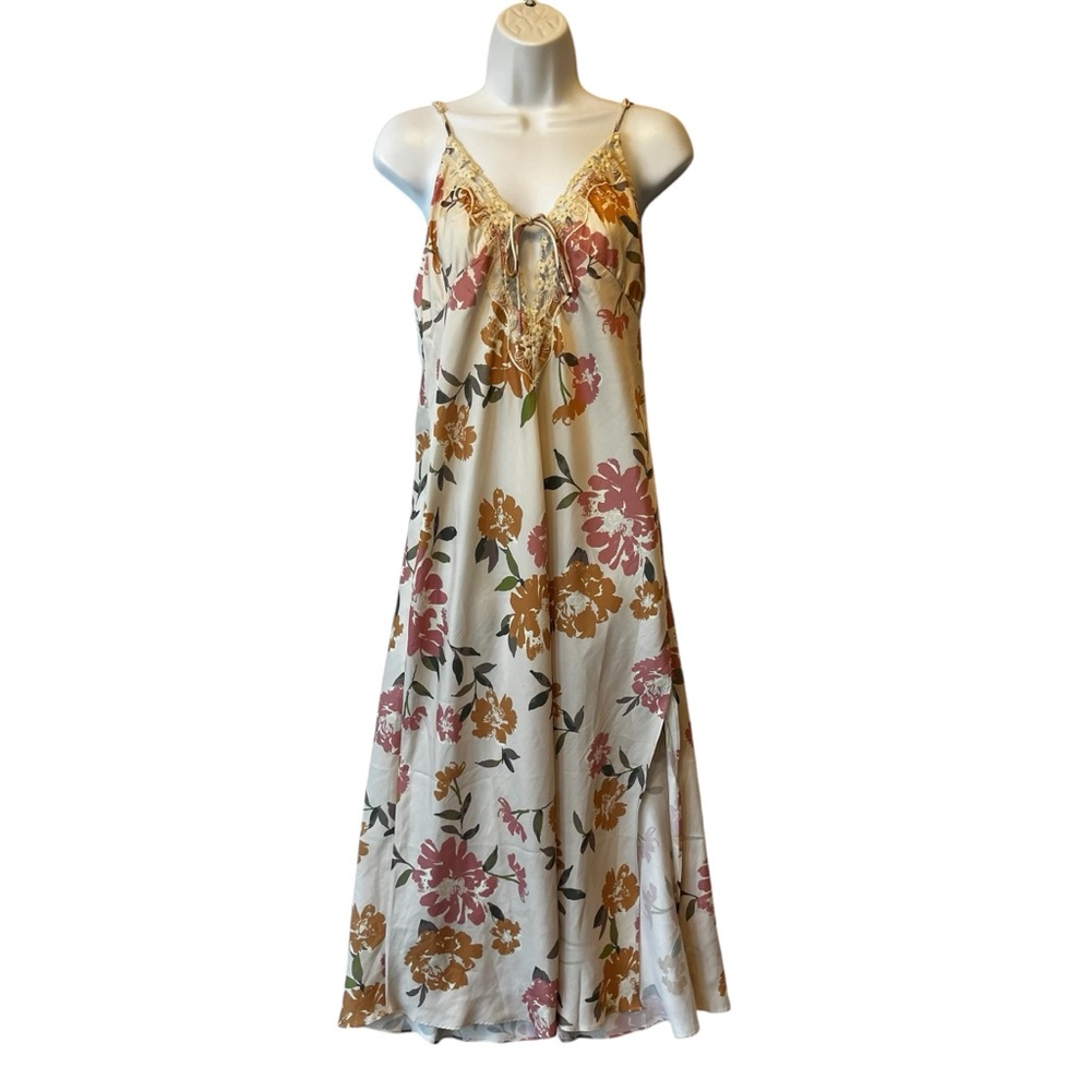 Free People Someone Like You midi slip dress S Ivory floral NWT Spaghetti strap - Picture 1 of 10
